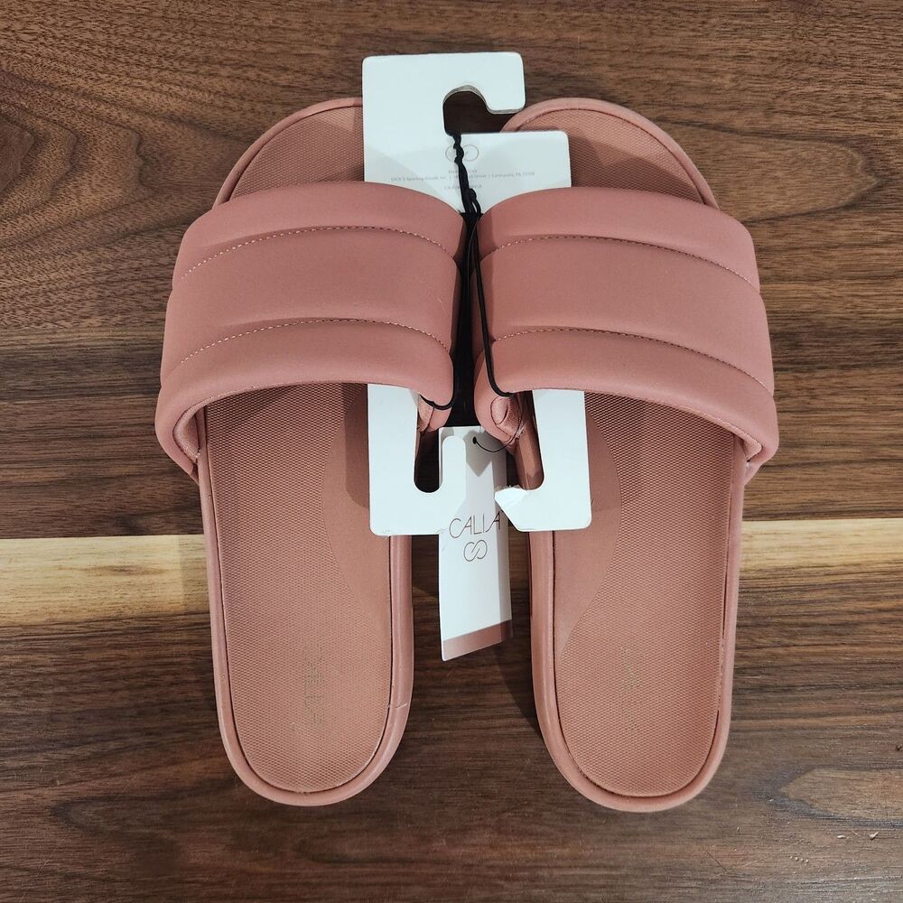 Calia SoleForm Slide Sandals Womens 11 Terracotta Pink Flip Flops Beach Resort